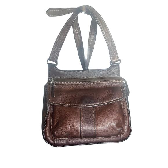 Vintage Fossil Brown Leather Crossbody Bag Wallet Organizer 75082 90s Y2K - Picture 2 of 14